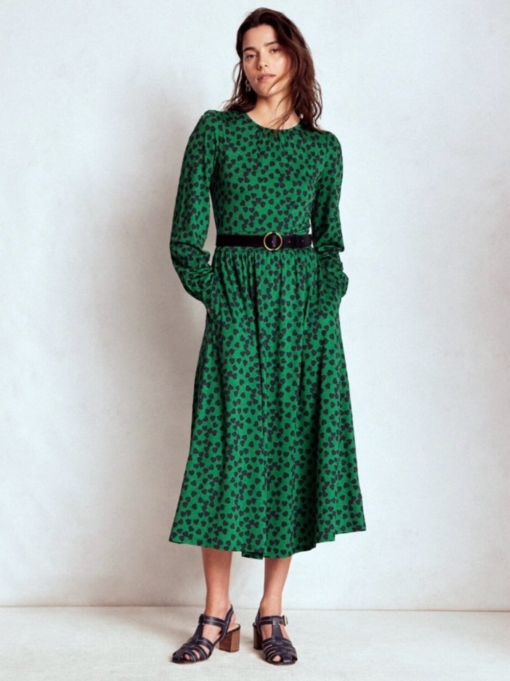 Boden Women's Modest Dress
Green Alexandra Jersey Blue
Hearts Midi
